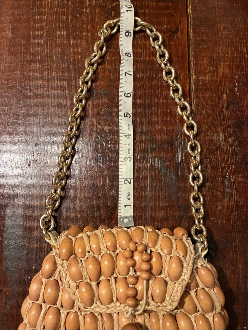 Vintage Jana straw/wood bead  shoulder bag